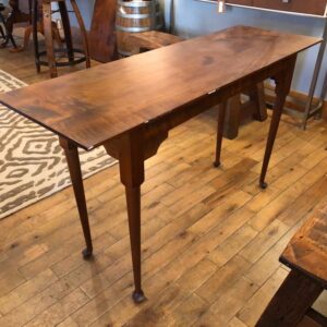 Custom Tiger Maple Console Table with Spoon-footed Base